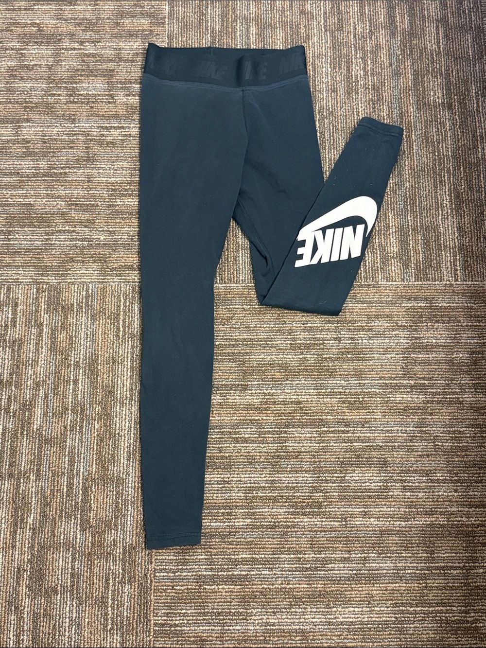 Nike Black Leggings with White Swoosh Logo